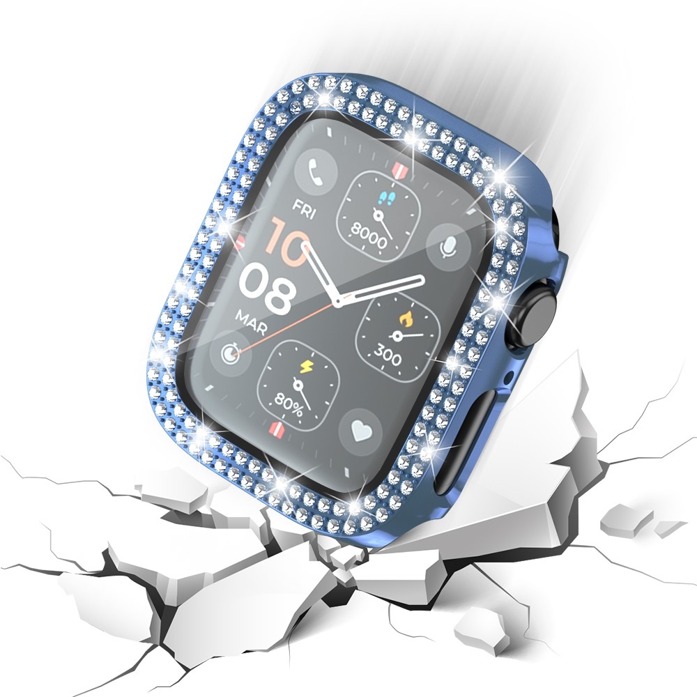 Decory plastové nasazovací pouzdro s kamínky na Apple Watch SE3/SE2/SE1/Watch 6/5/4 40mm - modré