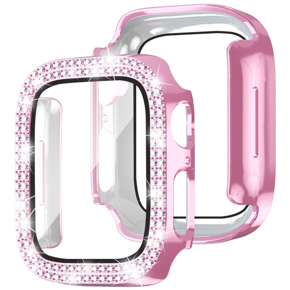 Decory plastové nasazovací pouzdro s kamínky na Apple Watch SE3/SE2/SE1/Watch 6/5/4 40mm - růžové