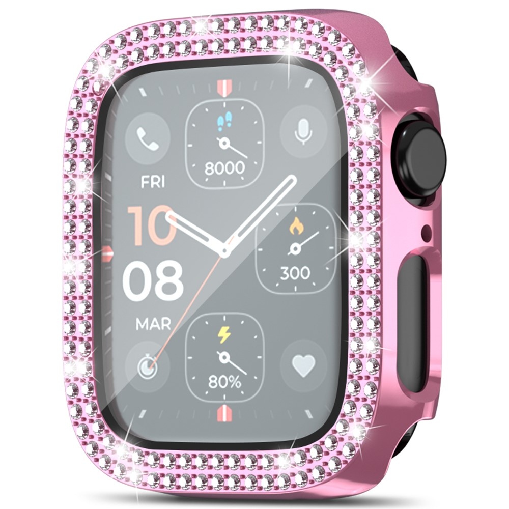 Decory plastové nasazovací pouzdro s kamínky na Apple Watch SE3/SE2/SE1/Watch 6/5/4 40mm - růžové