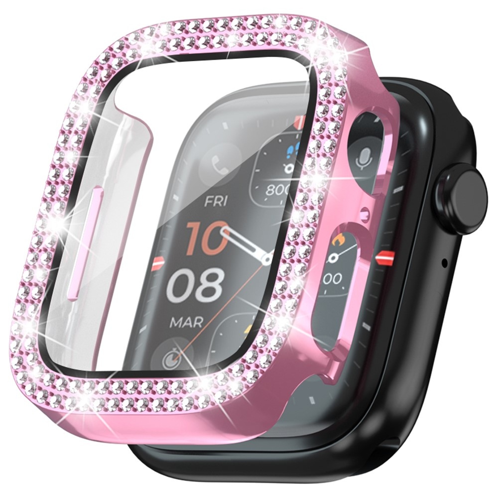 Decory plastové nasazovací pouzdro s kamínky na Apple Watch SE3/SE2/SE1/Watch 6/5/4 40mm - růžové
