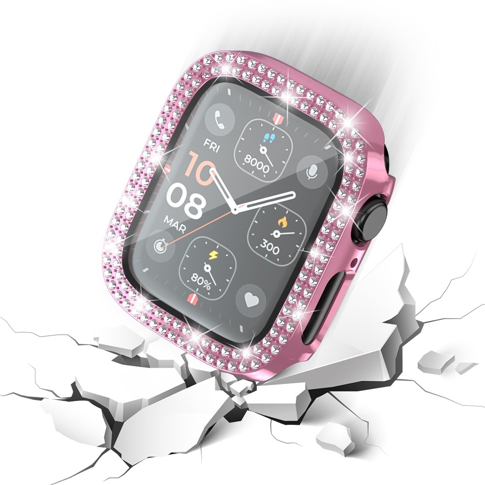 Decory plastové nasazovací pouzdro s kamínky na Apple Watch SE3/SE2/SE1/Watch 6/5/4 40mm - růžové