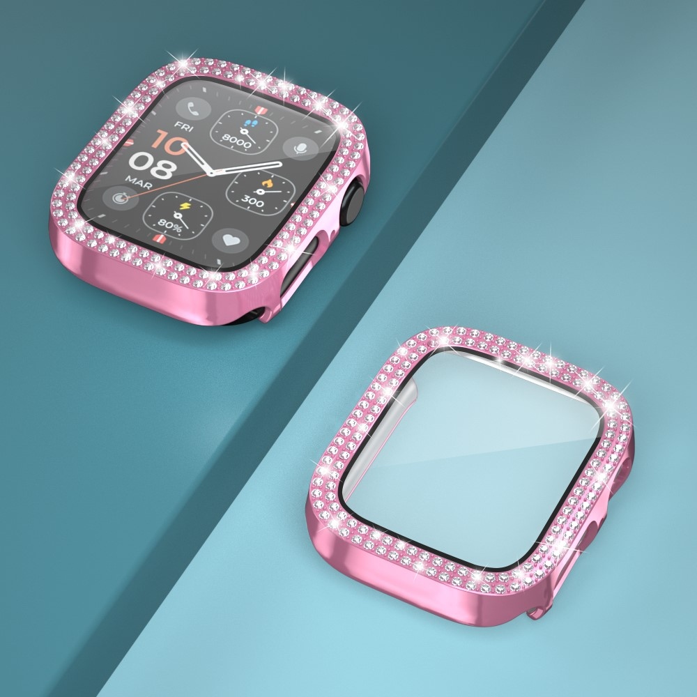 Decory plastové nasazovací pouzdro s kamínky na Apple Watch SE3/SE2/SE1/Watch 6/5/4 40mm - růžové