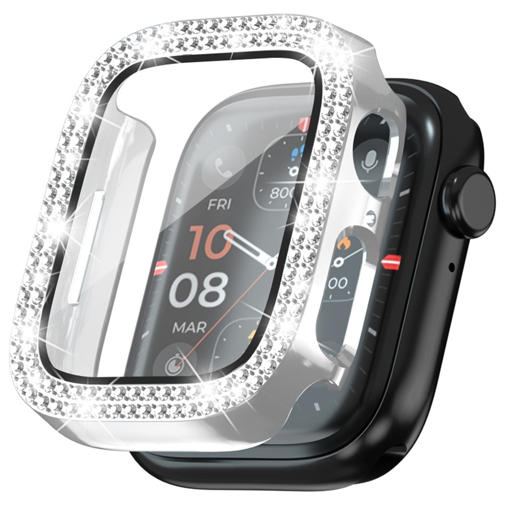 Decory plastové nasazovací pouzdro s kamínky na Apple Watch SE3/SE2/SE1/Watch 6/5/4 40mm - stříbrné
