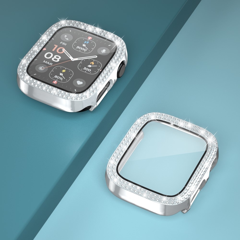 Decory plastové nasazovací pouzdro s kamínky na Apple Watch SE3/SE2/SE1/Watch 6/5/4 40mm - stříbrné