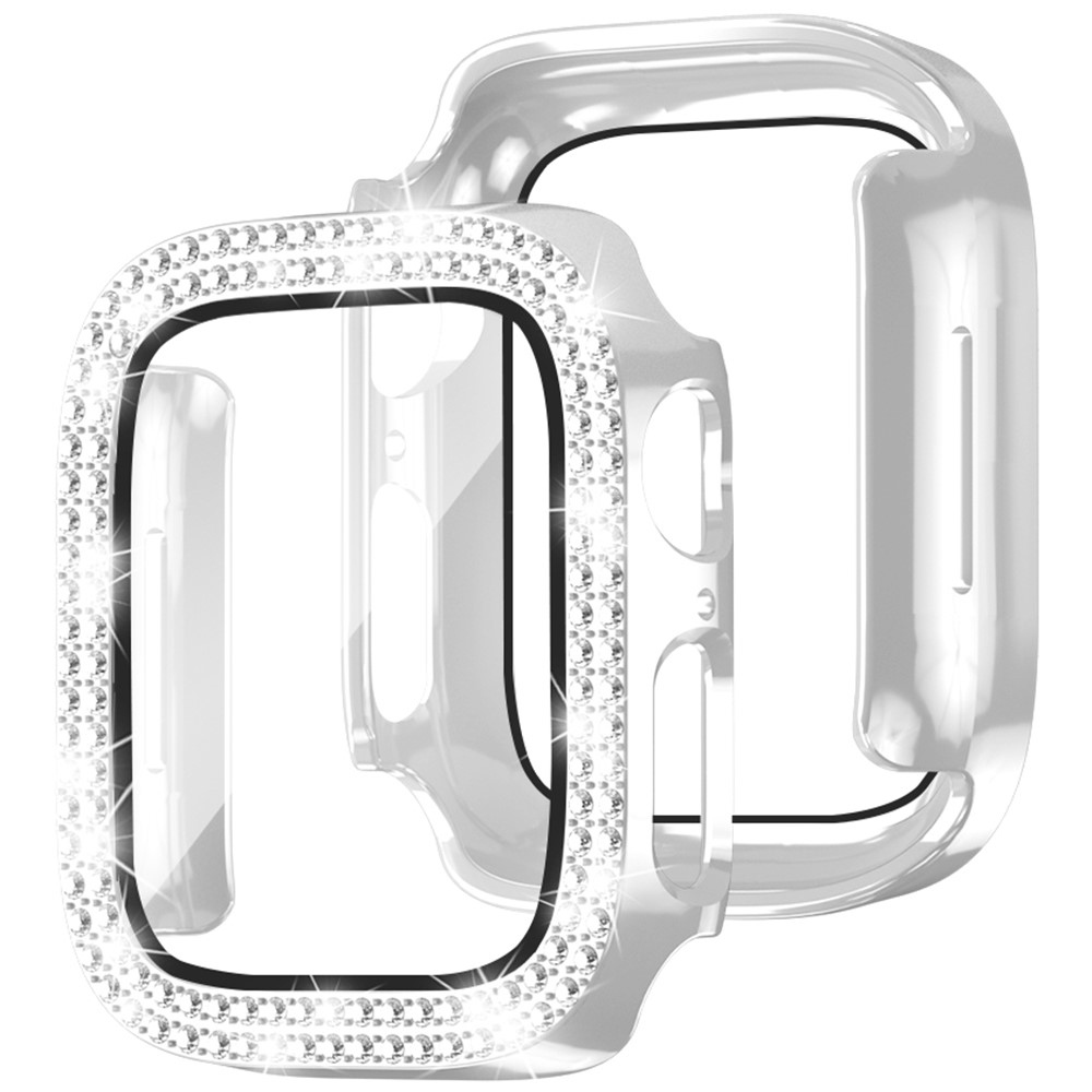 Decory plastové nasazovací pouzdro s kamínky na Apple Watch SE3/SE2/SE1/Watch 6/5/4 40mm - stříbrné