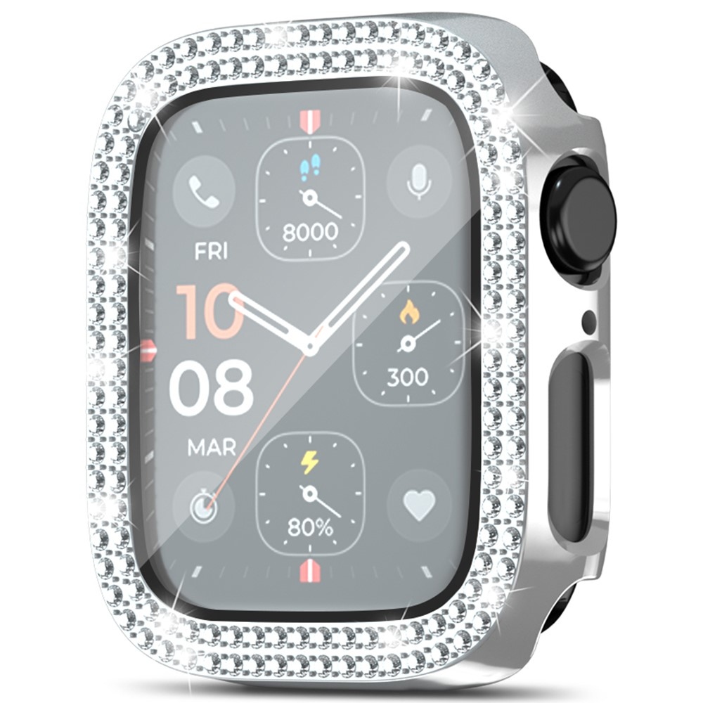 Decory plastové nasazovací pouzdro s kamínky na Apple Watch SE3/SE2/SE1/Watch 6/5/4 40mm - stříbrné