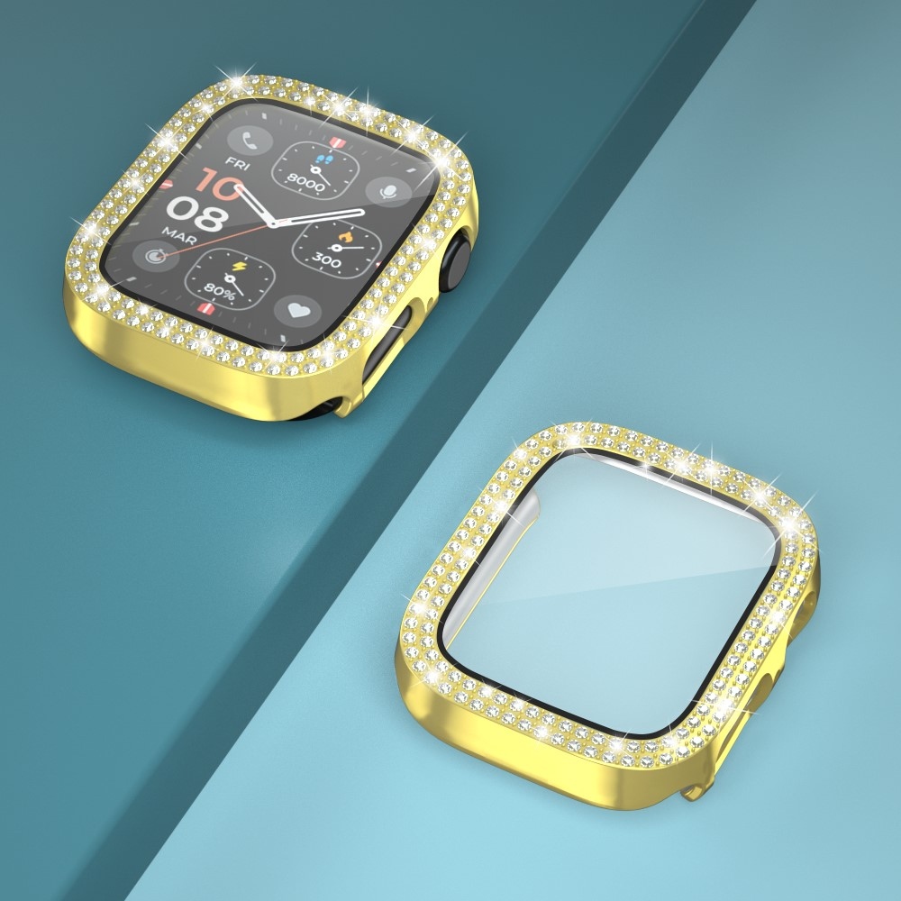 Decory plastové nasazovací pouzdro s kamínky na Apple Watch SE3/SE2/SE1/Watch 6/5/4 40mm - zlaté