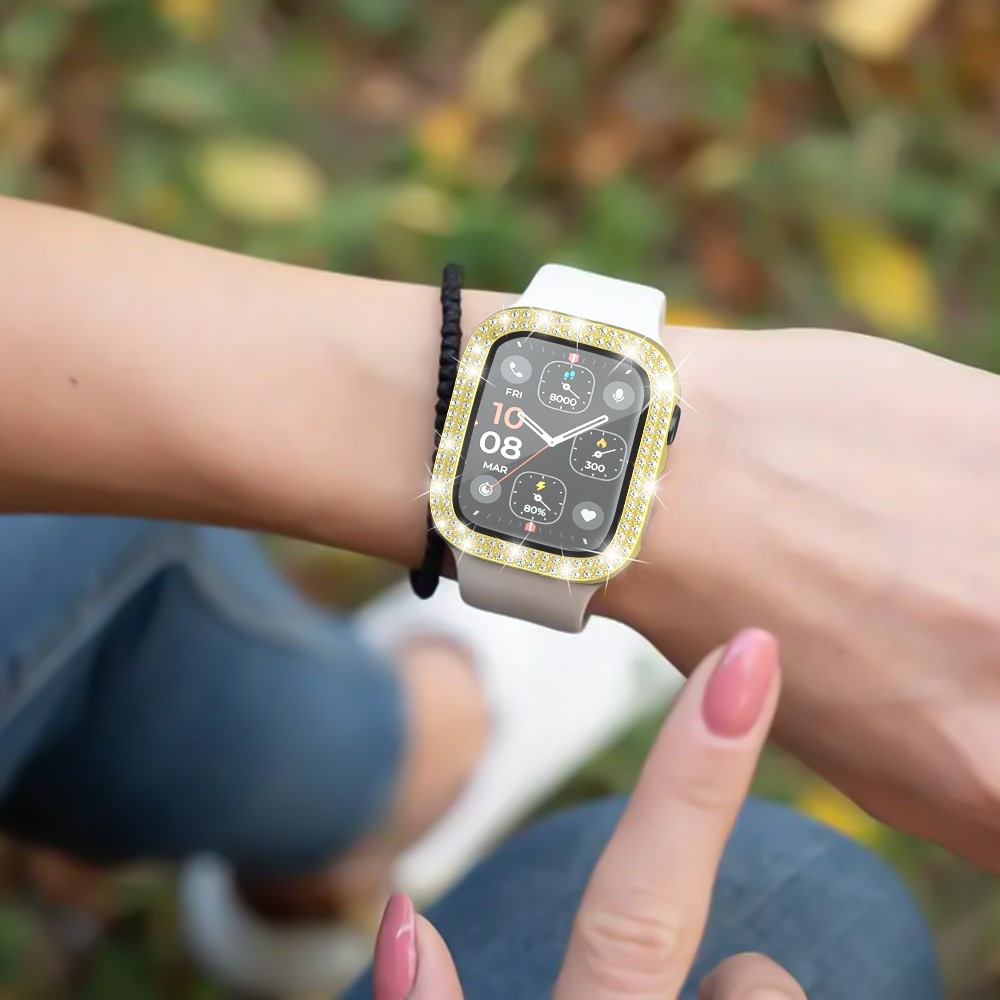 Decory plastové nasazovací pouzdro s kamínky na Apple Watch SE3/SE2/SE1/Watch 6/5/4 40mm - zlaté