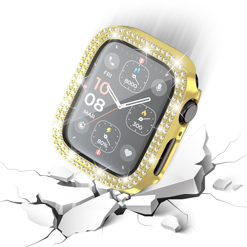 Decory plastové nasazovací pouzdro s kamínky na Apple Watch SE3/SE2/SE1/Watch 6/5/4 40mm - zlaté