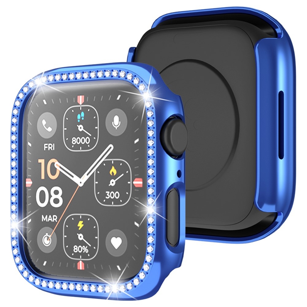 Decory plastové nasazovací pouzdro s kamínky na Apple Watch SE3/SE2/SE1/Watch 6/5/4 44mm - modré