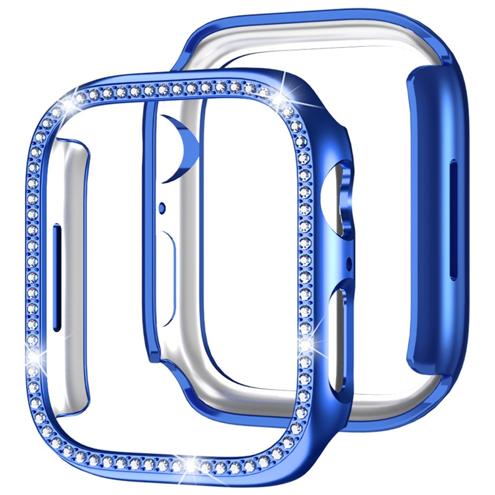 Decory plastové nasazovací pouzdro s kamínky na Apple Watch SE3/SE2/SE1/Watch 6/5/4 44mm - modré
