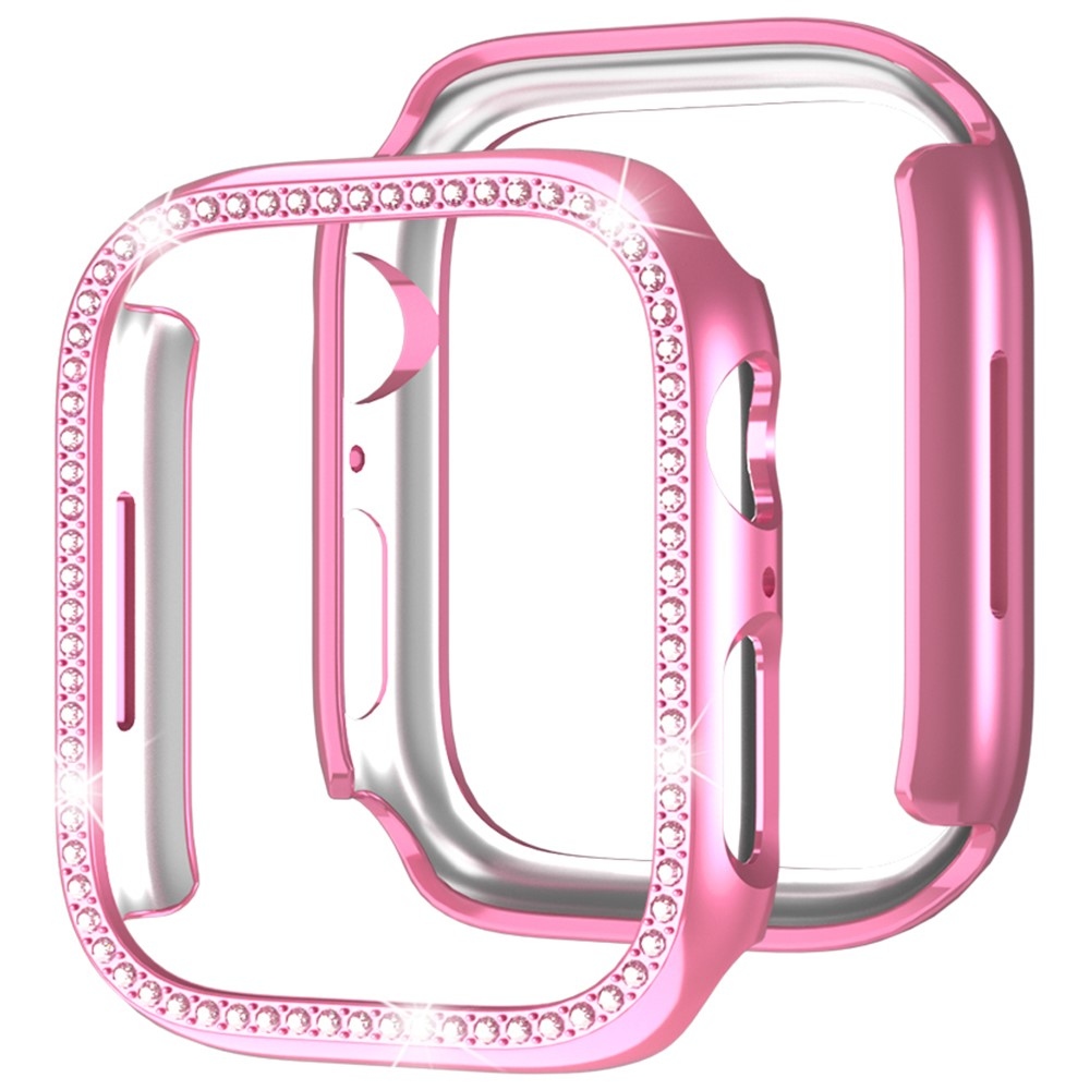 Decory plastové nasazovací pouzdro s kamínky na Apple Watch SE3/SE2/SE1/Watch 6/5/4 44mm - růžové