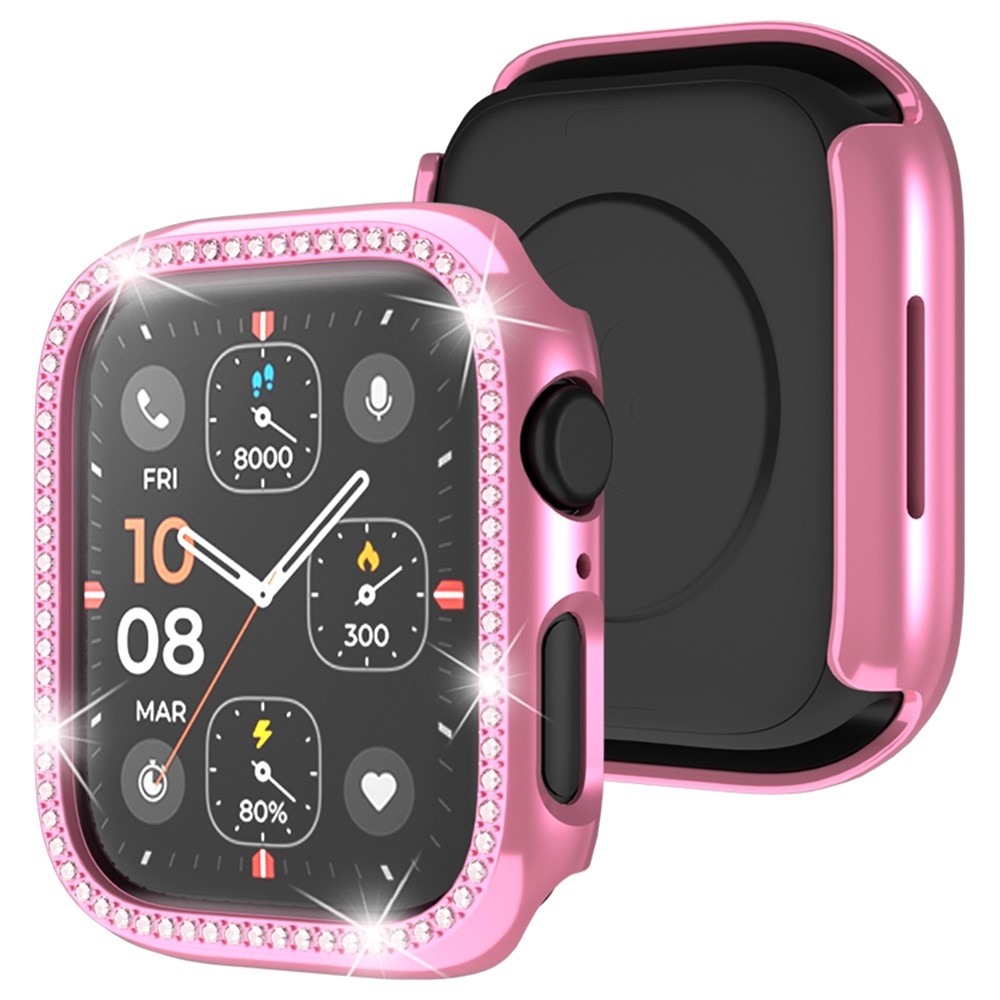 Decory plastové nasazovací pouzdro s kamínky na Apple Watch SE3/SE2/SE1/Watch 6/5/4 44mm - růžové