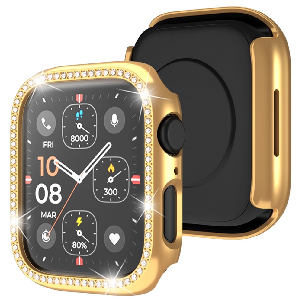 Decory plastové nasazovací pouzdro s kamínky na Apple Watch SE3/SE2/SE1/Watch 6/5/4 44mm - růžovozlaté