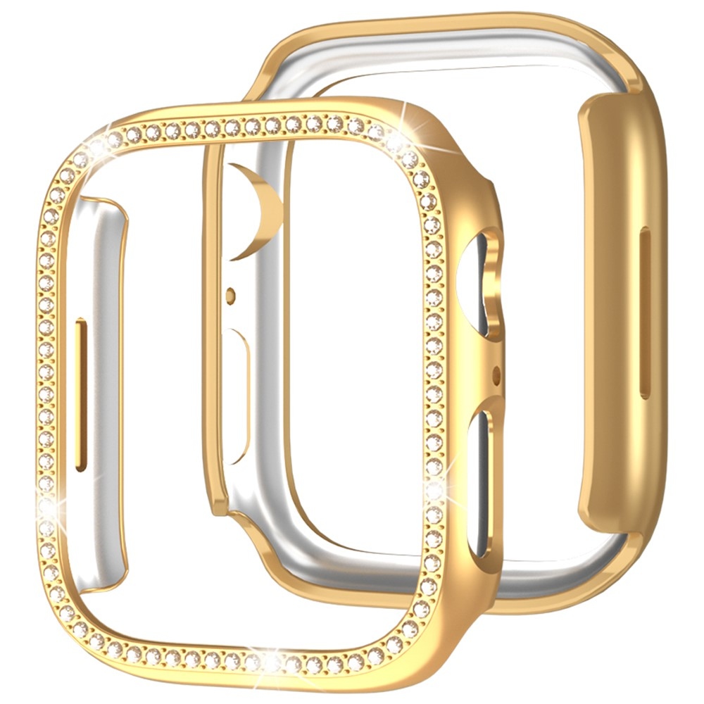 Decory plastové nasazovací pouzdro s kamínky na Apple Watch SE3/SE2/SE1/Watch 6/5/4 44mm - růžovozlaté