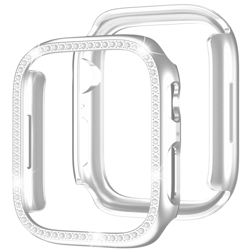 Decory plastové nasazovací pouzdro s kamínky na Apple Watch SE3/SE2/SE1/Watch 6/5/4 44mm - stříbrné