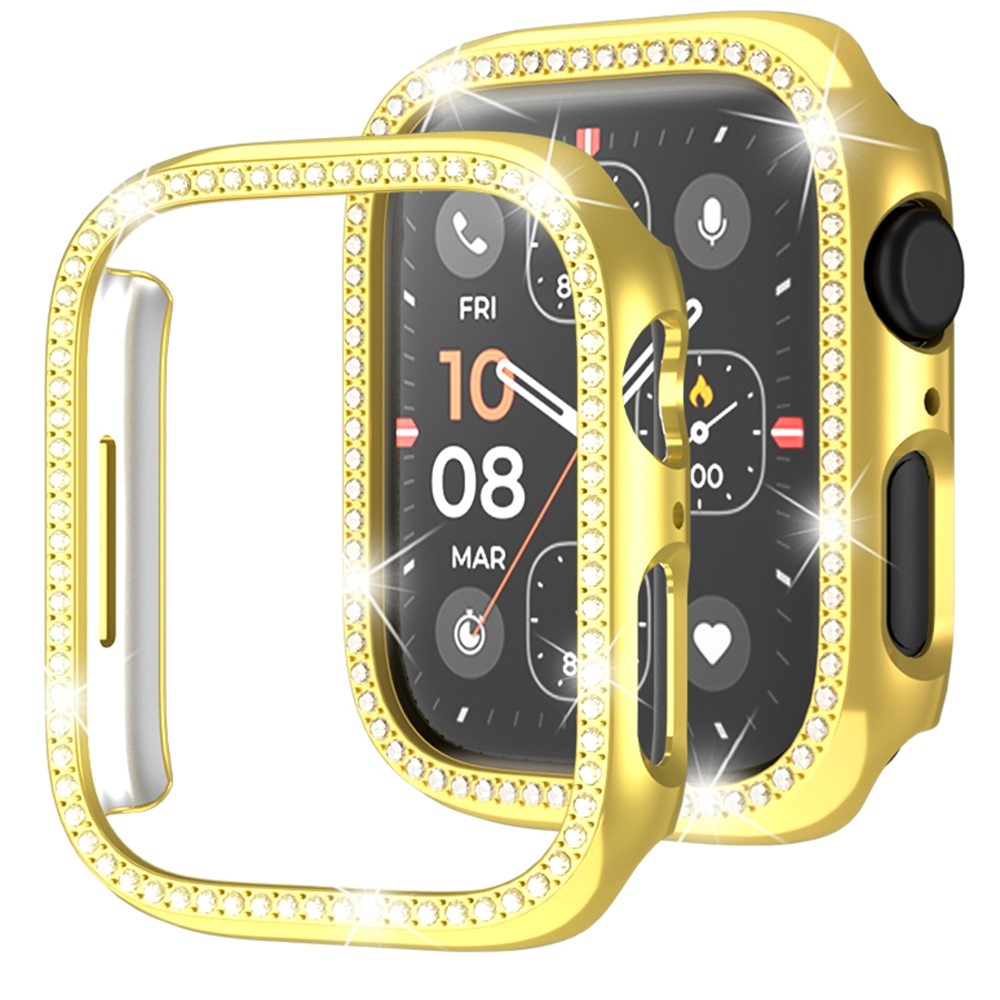 Decory plastové nasazovací pouzdro s kamínky na Apple Watch SE3/SE2/SE1/Watch 6/5/4 44mm - zlaté