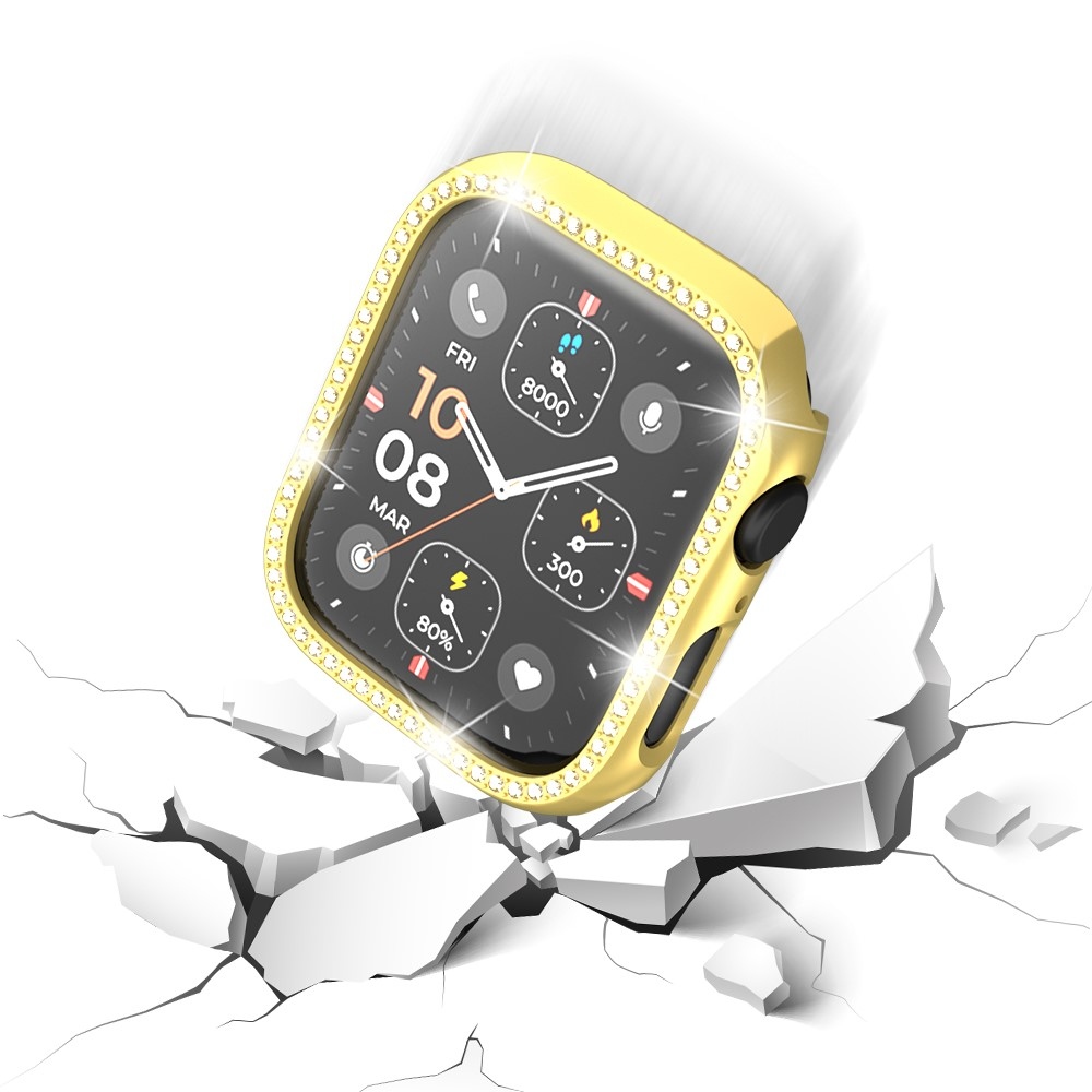 Decory plastové nasazovací pouzdro s kamínky na Apple Watch SE3/SE2/SE1/Watch 6/5/4 44mm - zlaté