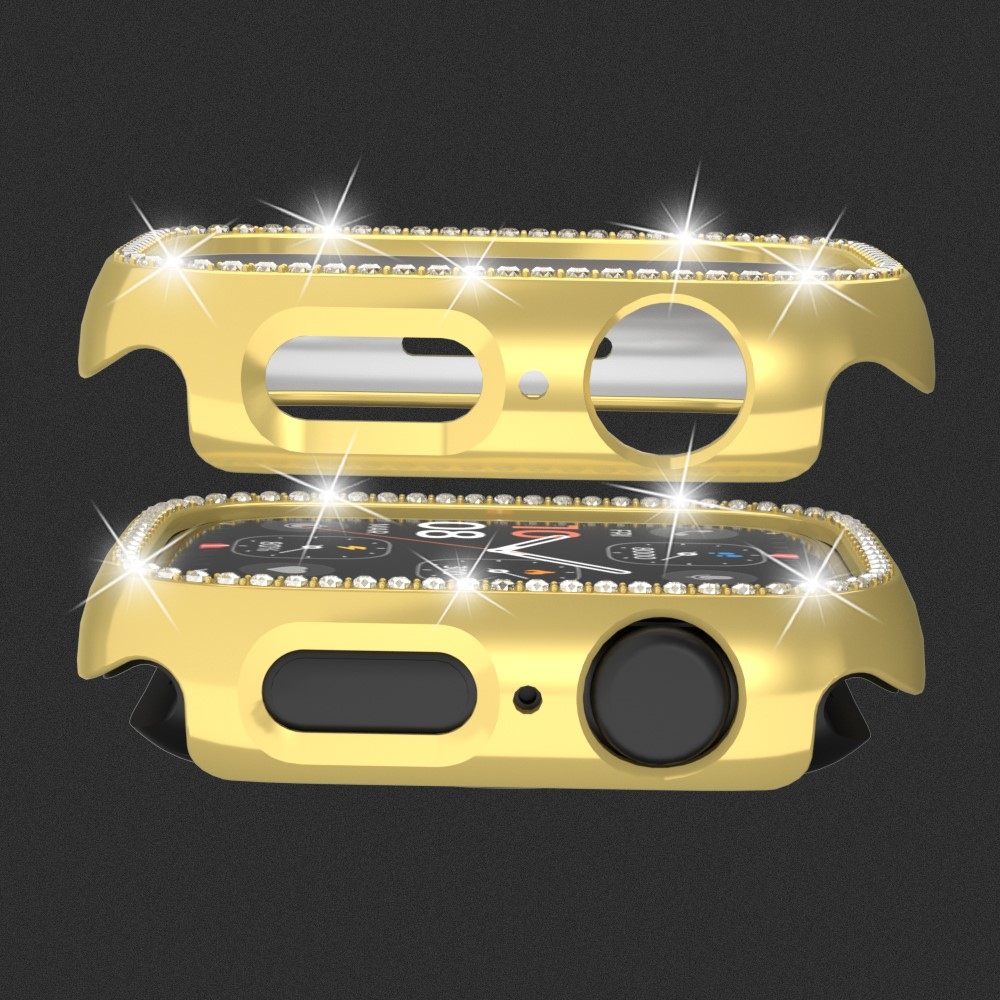 Decory plastové nasazovací pouzdro s kamínky na Apple Watch SE3/SE2/SE1/Watch 6/5/4 44mm - zlaté