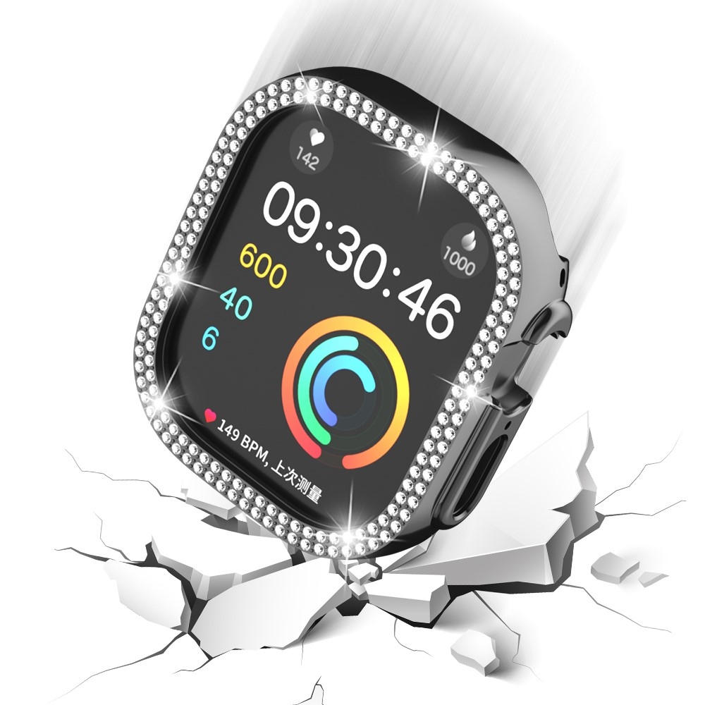 Decory plastové nasazovací pouzdro s kamínky na Apple Watch Ultra 4/3/2/1 49mm - černé