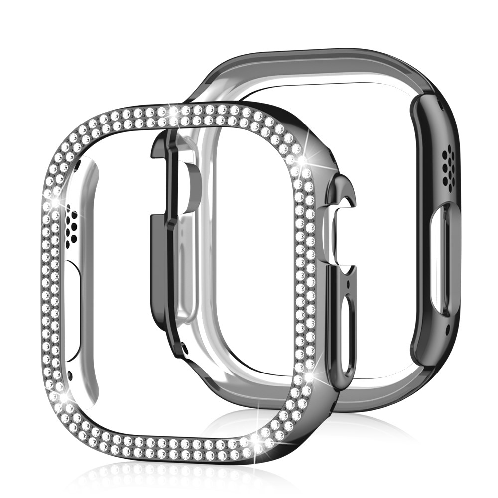 Decory plastové nasazovací pouzdro s kamínky na Apple Watch Ultra 4/3/2/1 49mm - černé