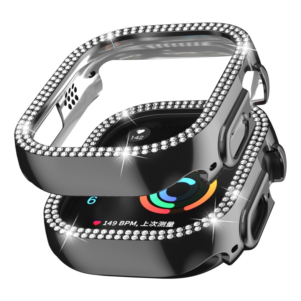 Decory plastové nasazovací pouzdro s kamínky na Apple Watch Ultra 4/3/2/1 49mm - černé