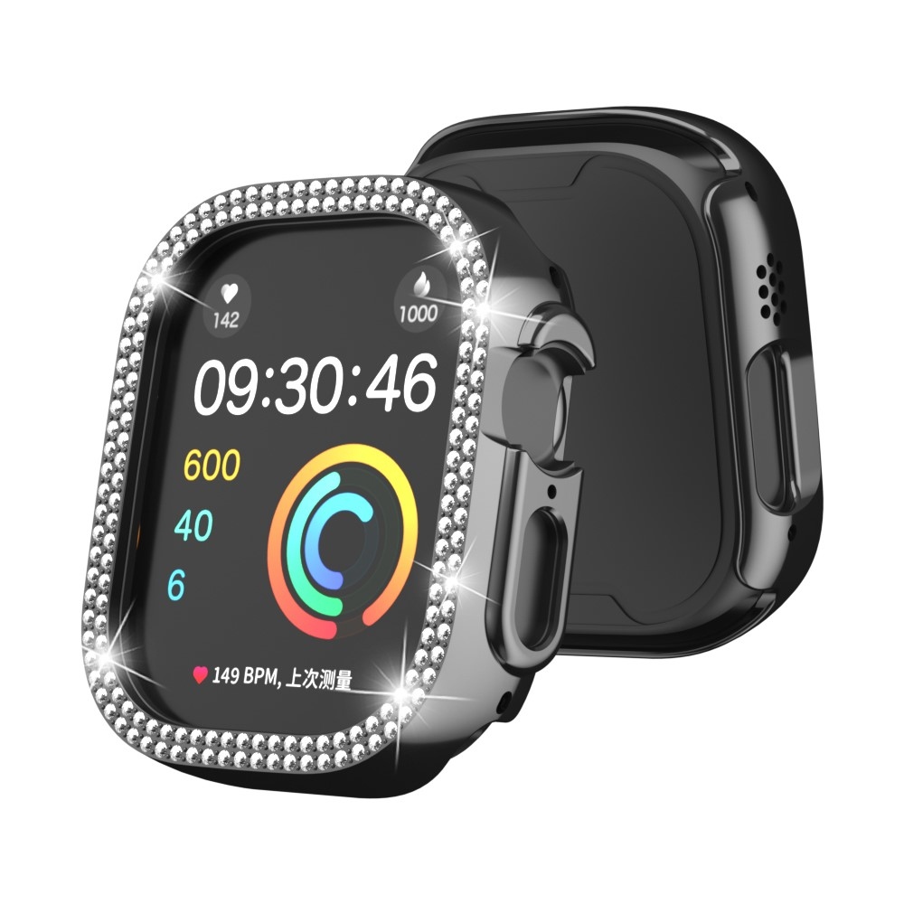 Decory plastové nasazovací pouzdro s kamínky na Apple Watch Ultra 4/3/2/1 49mm - černé