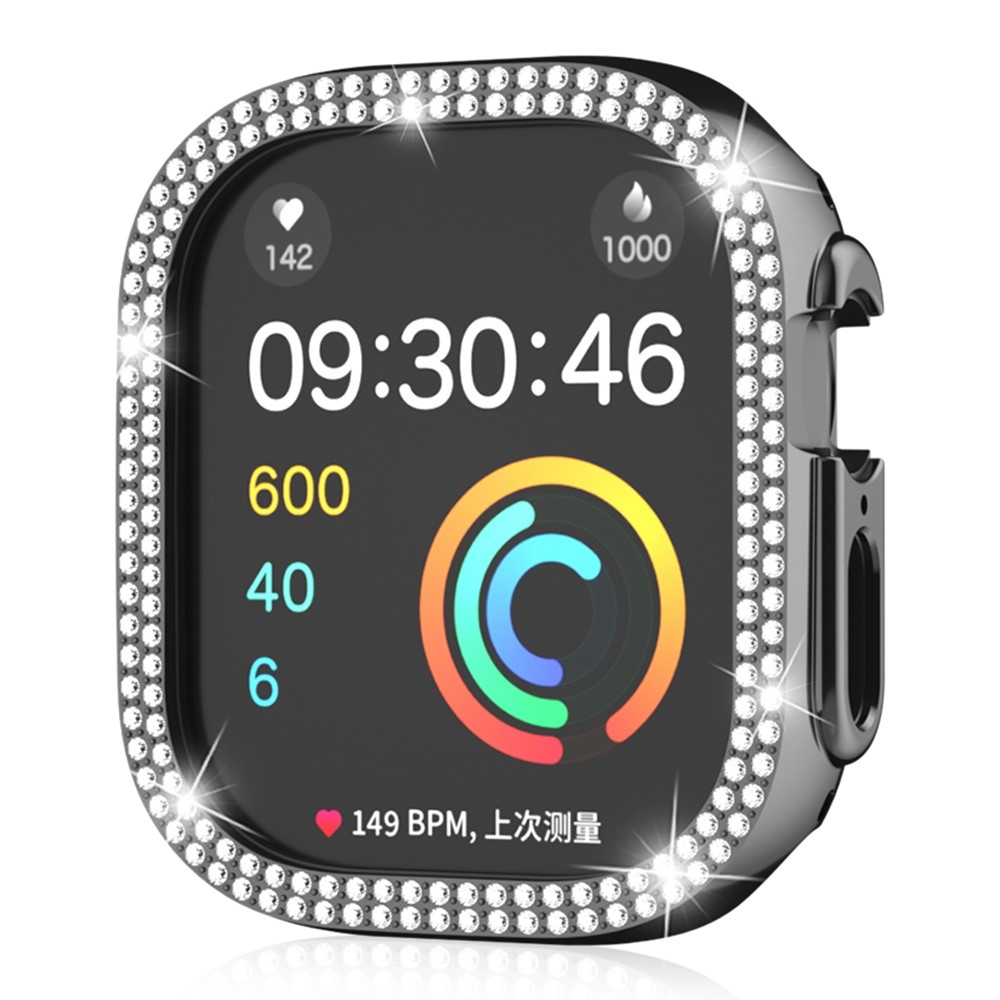 Decory plastové nasazovací pouzdro s kamínky na Apple Watch Ultra 4/3/2/1 49mm - černé