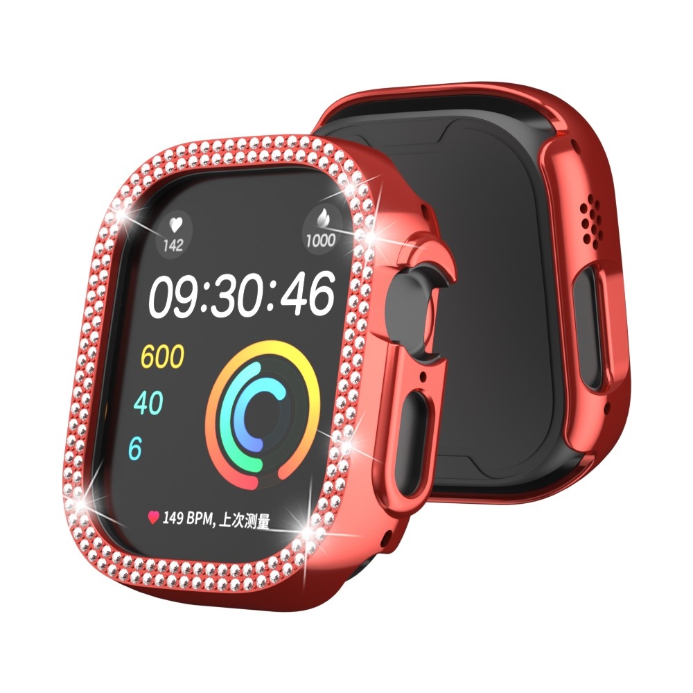 Decory plastové nasazovací pouzdro s kamínky na Apple Watch Ultra 4/3/2/1 49mm - červené