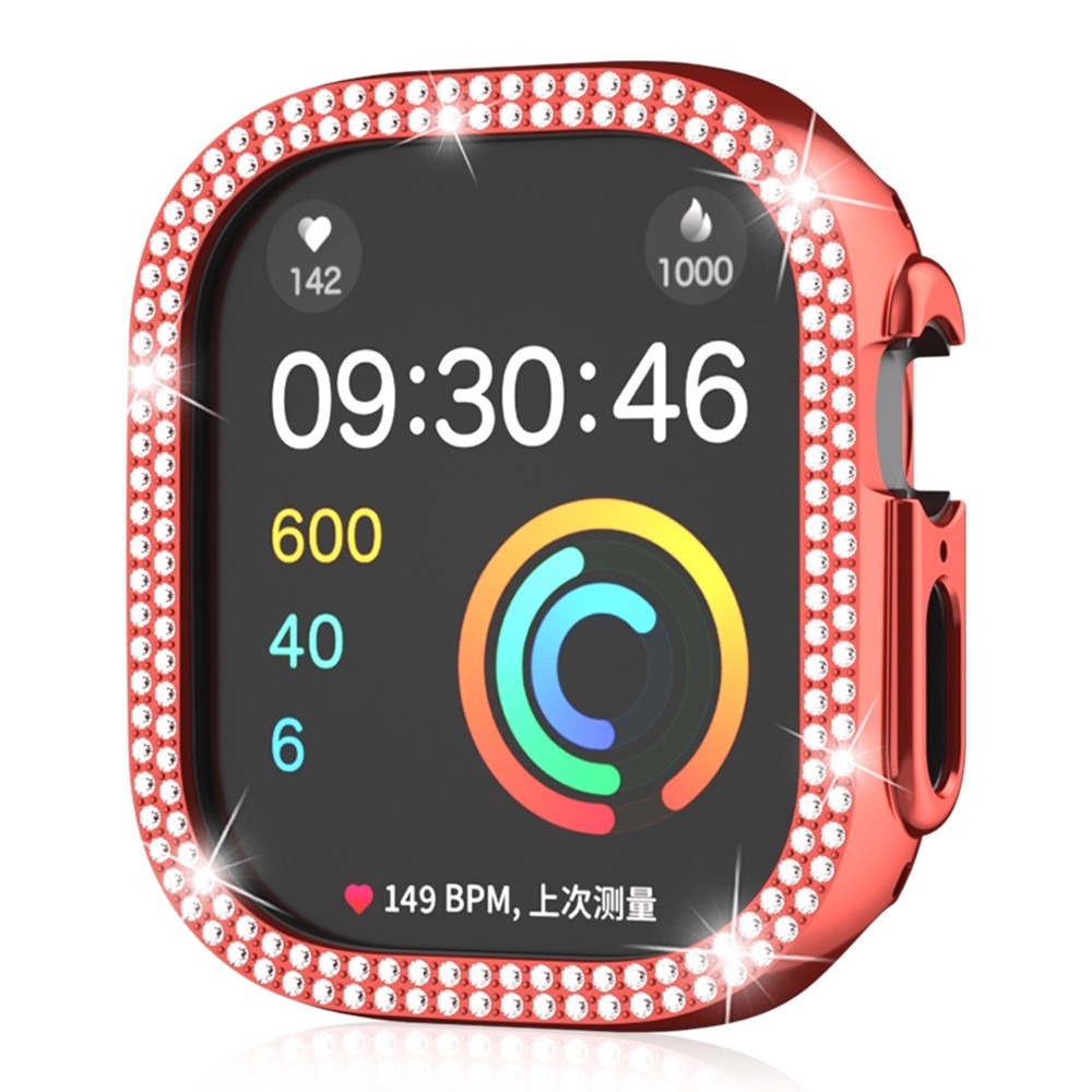 Decory plastové nasazovací pouzdro s kamínky na Apple Watch Ultra 4/3/2/1 49mm - červené