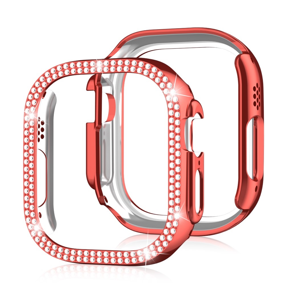 Decory plastové nasazovací pouzdro s kamínky na Apple Watch Ultra 4/3/2/1 49mm - červené