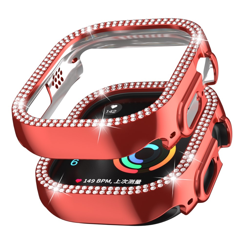 Decory plastové nasazovací pouzdro s kamínky na Apple Watch Ultra 4/3/2/1 49mm - červené