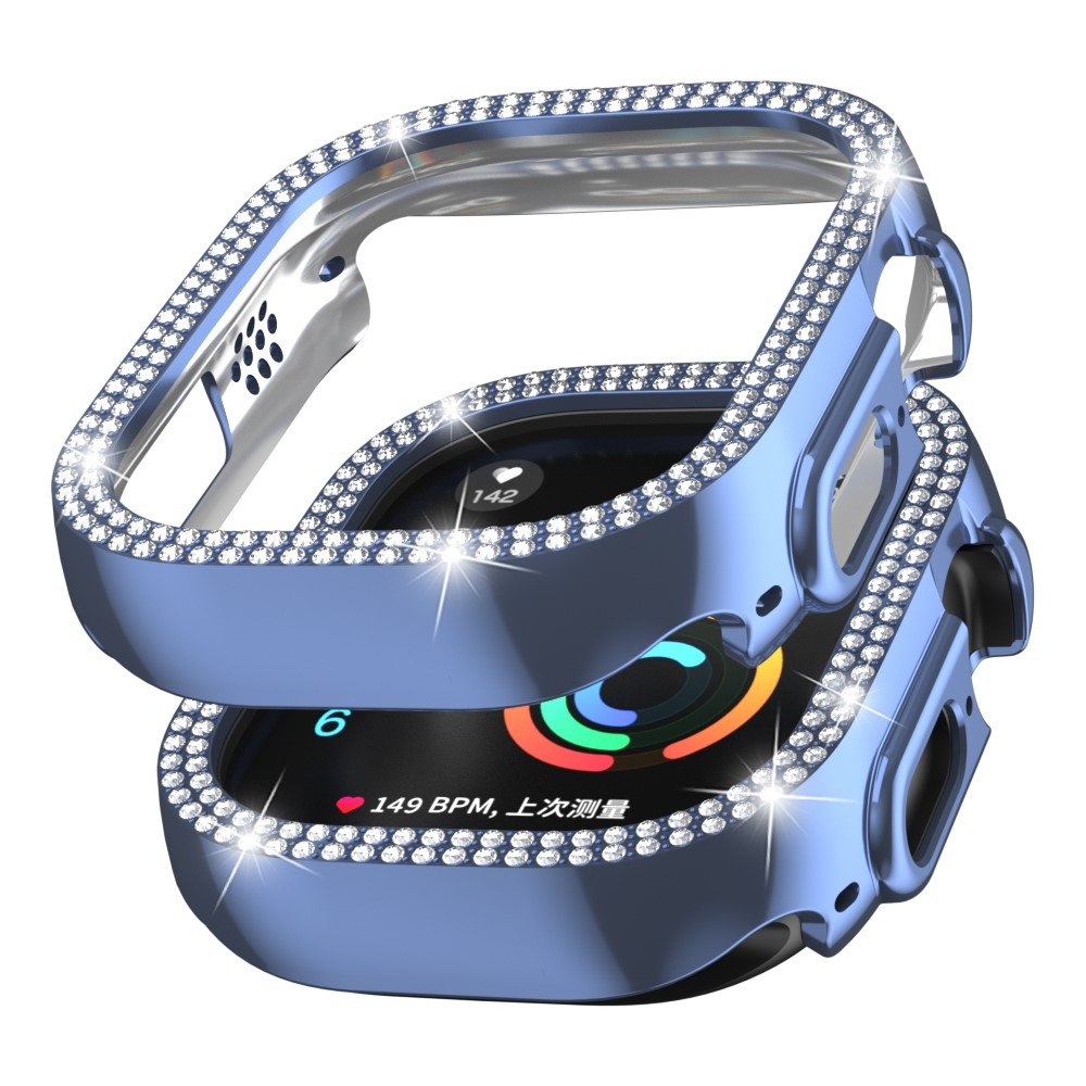 Decory plastové nasazovací pouzdro s kamínky na Apple Watch Ultra 4/3/2/1 49mm - modré