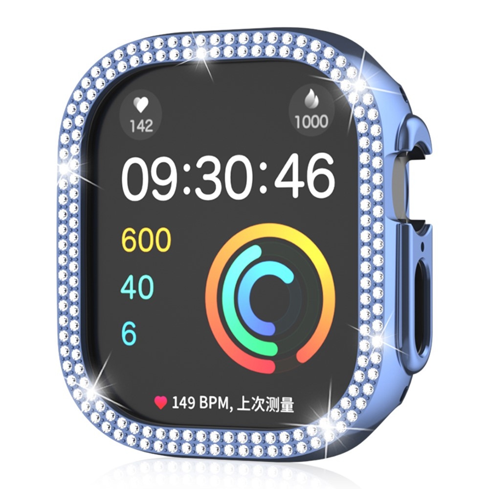 Decory plastové nasazovací pouzdro s kamínky na Apple Watch Ultra 4/3/2/1 49mm - modré