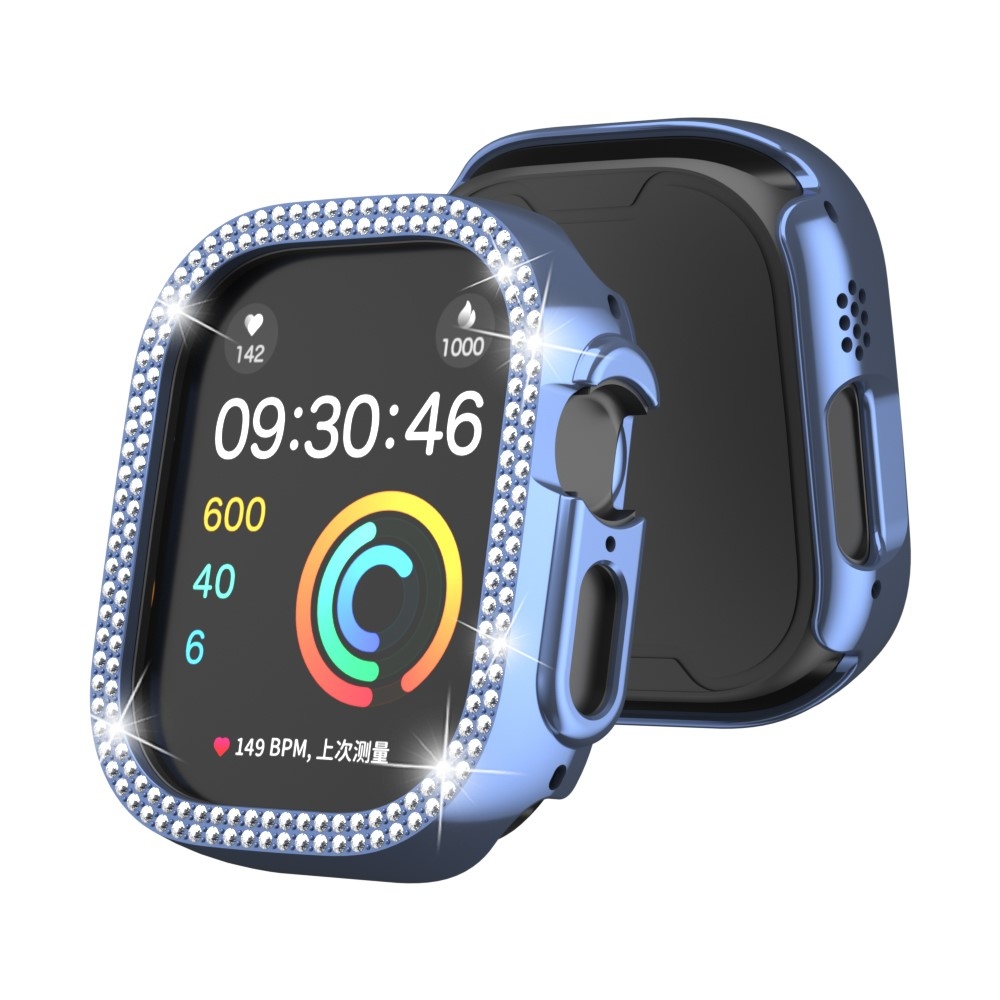 Decory plastové nasazovací pouzdro s kamínky na Apple Watch Ultra 4/3/2/1 49mm - modré