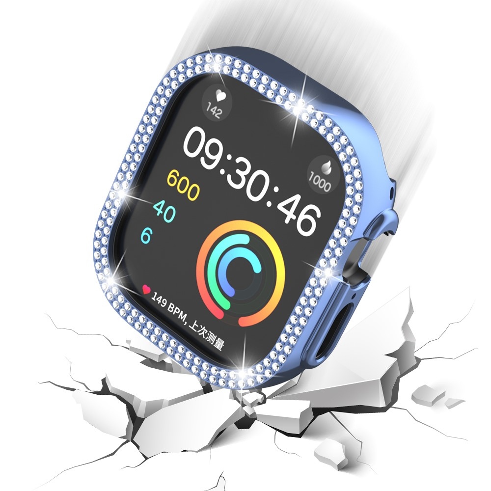 Decory plastové nasazovací pouzdro s kamínky na Apple Watch Ultra 4/3/2/1 49mm - modré