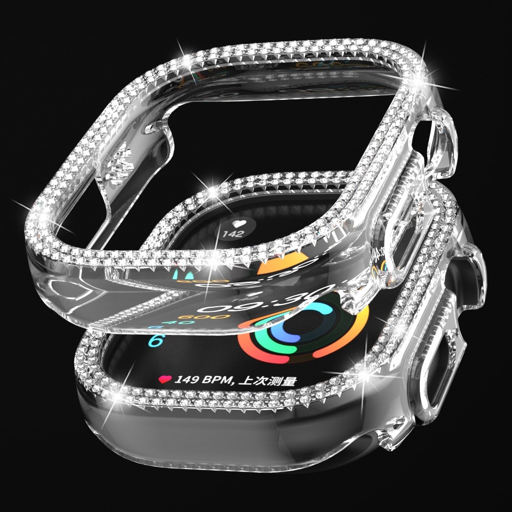 Decory plastové nasazovací pouzdro s kamínky na Apple Watch Ultra 4/3/2/1 49mm - průhledné