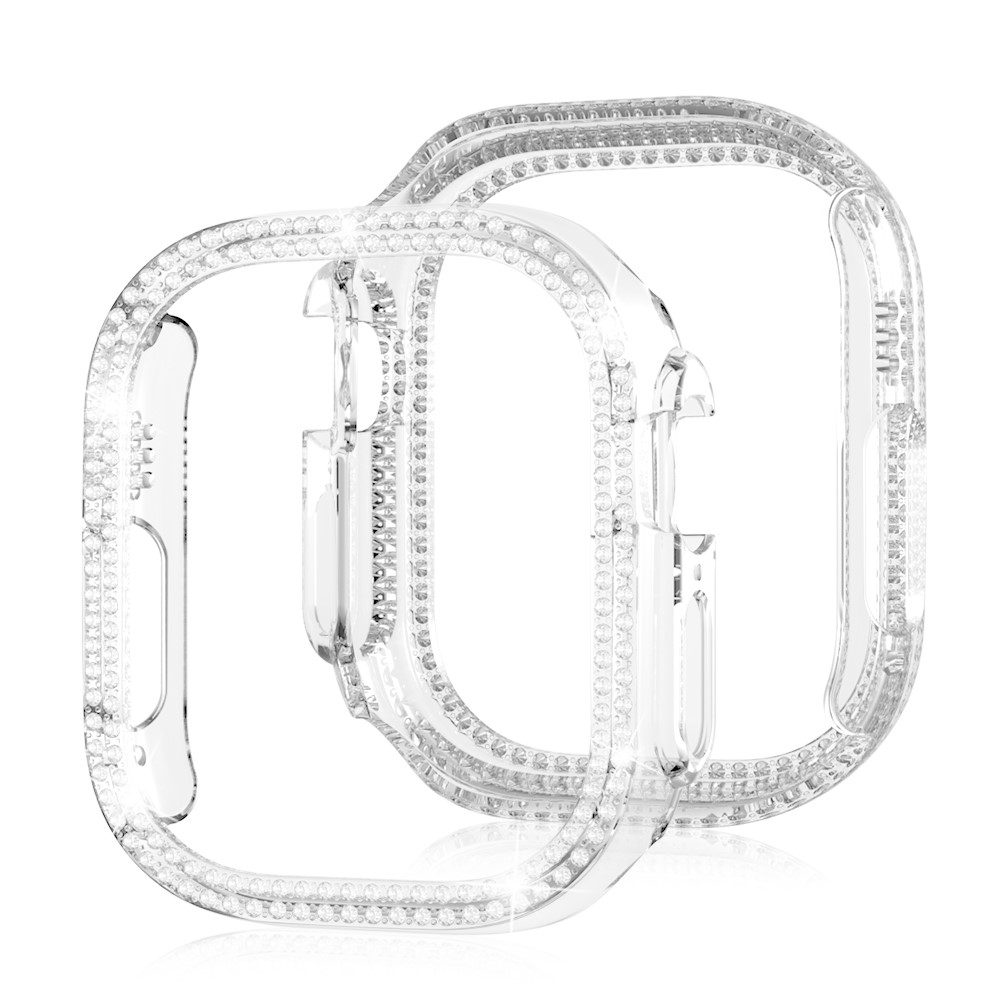 Decory plastové nasazovací pouzdro s kamínky na Apple Watch Ultra 4/3/2/1 49mm - průhledné