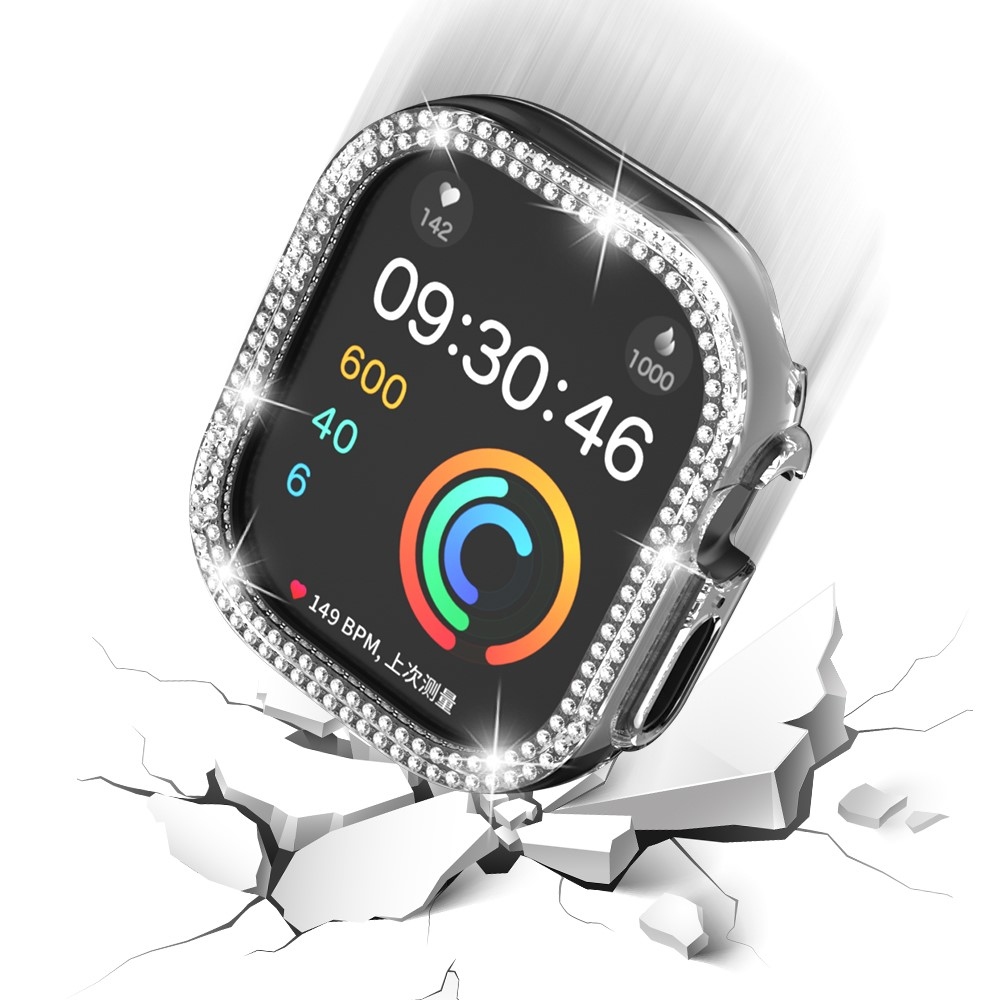 Decory plastové nasazovací pouzdro s kamínky na Apple Watch Ultra 4/3/2/1 49mm - průhledné