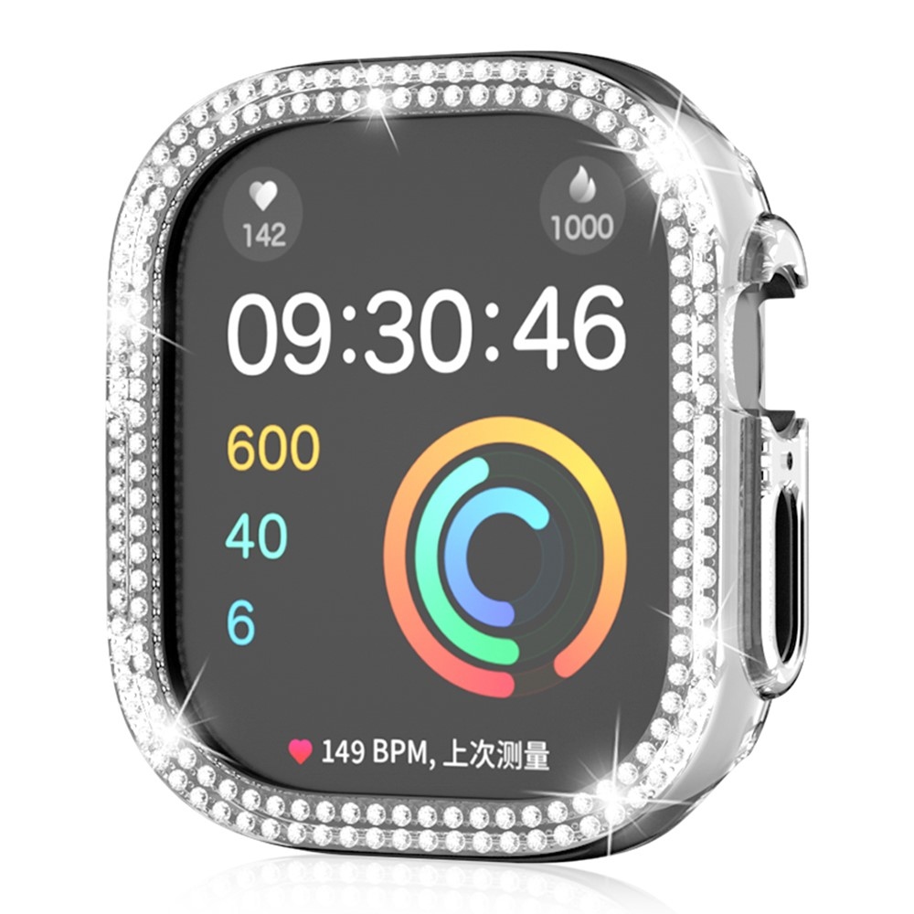 Decory plastové nasazovací pouzdro s kamínky na Apple Watch Ultra 4/3/2/1 49mm - průhledné
