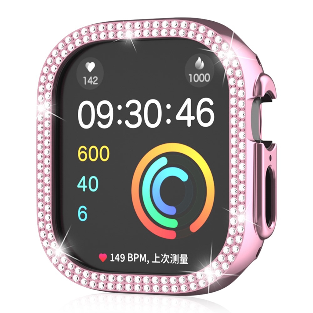 Decory plastové nasazovací pouzdro s kamínky na Apple Watch Ultra 4/3/2/1 49mm - růžové
