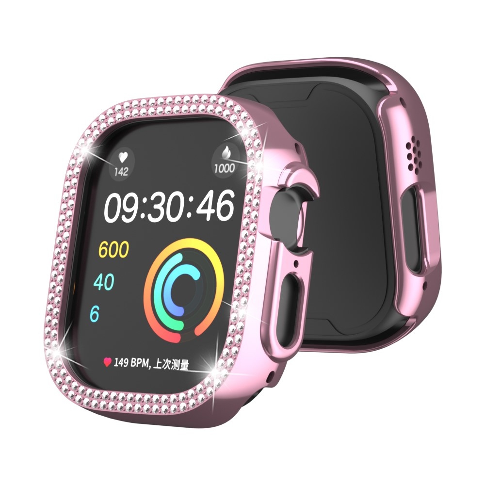 Decory plastové nasazovací pouzdro s kamínky na Apple Watch Ultra 4/3/2/1 49mm - růžové