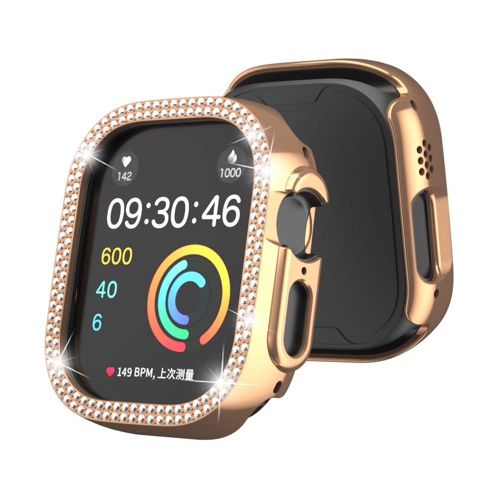 Decory plastové nasazovací pouzdro s kamínky na Apple Watch Ultra 4/3/2/1 49mm - růžovozlaté