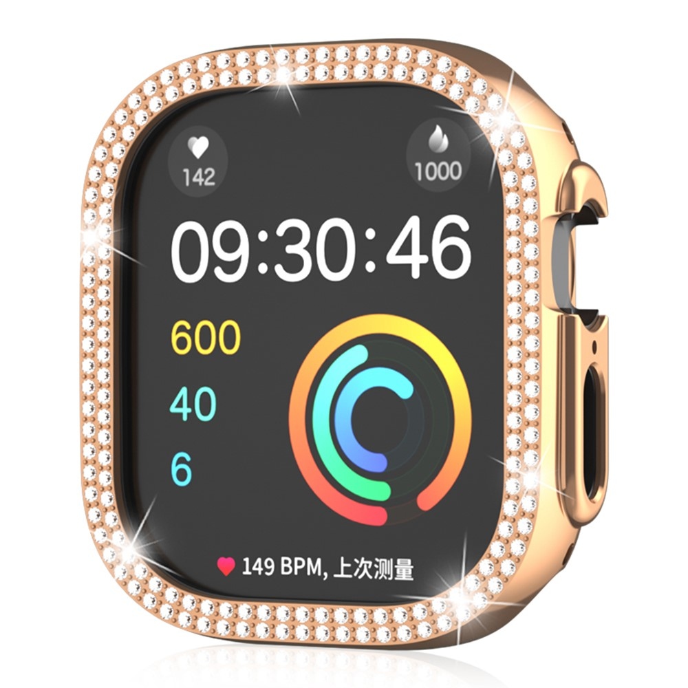 Decory plastové nasazovací pouzdro s kamínky na Apple Watch Ultra 4/3/2/1 49mm - růžovozlaté