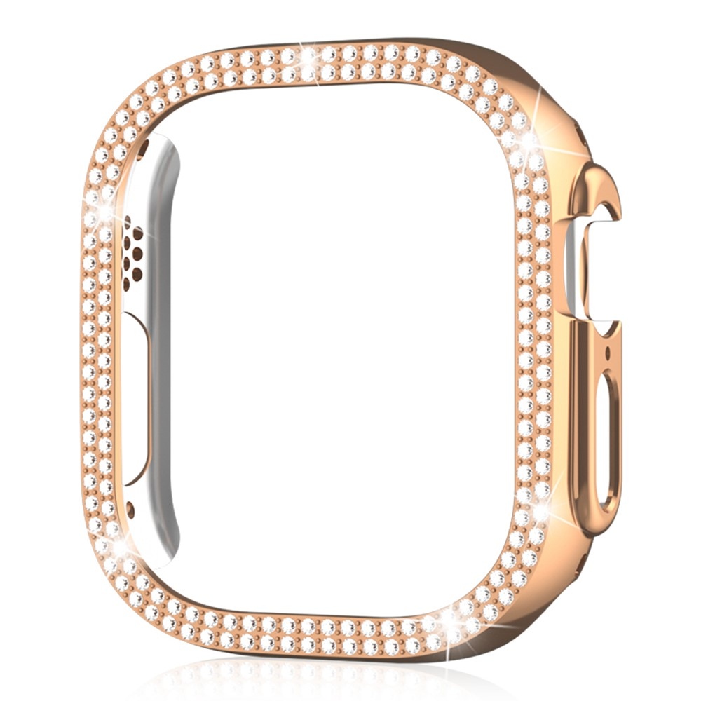 Decory plastové nasazovací pouzdro s kamínky na Apple Watch Ultra 4/3/2/1 49mm - růžovozlaté