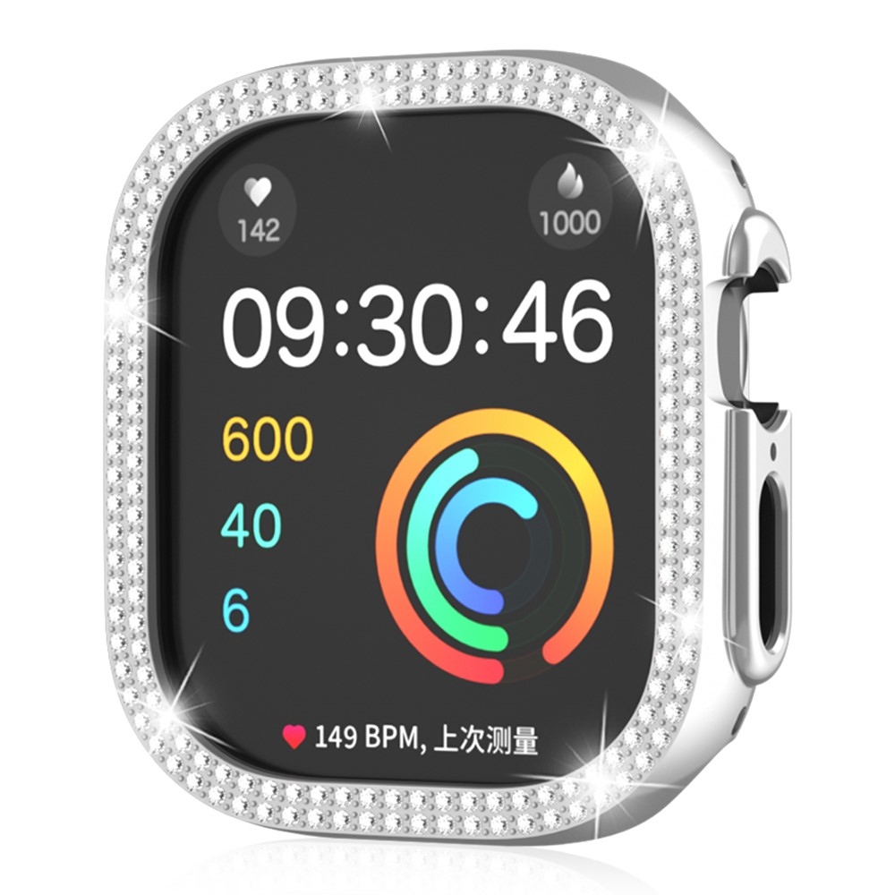 Decory plastové nasazovací pouzdro s kamínky na Apple Watch Ultra 4/3/2/1 49mm - stříbrné