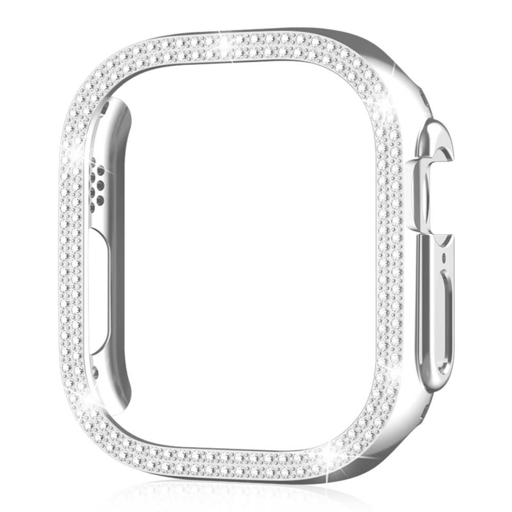 Decory plastové nasazovací pouzdro s kamínky na Apple Watch Ultra 4/3/2/1 49mm - stříbrné