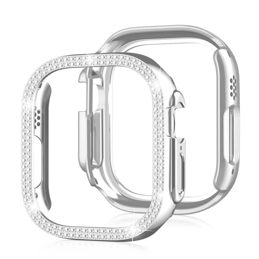 Decory plastové nasazovací pouzdro s kamínky na Apple Watch Ultra 4/3/2/1 49mm - stříbrné