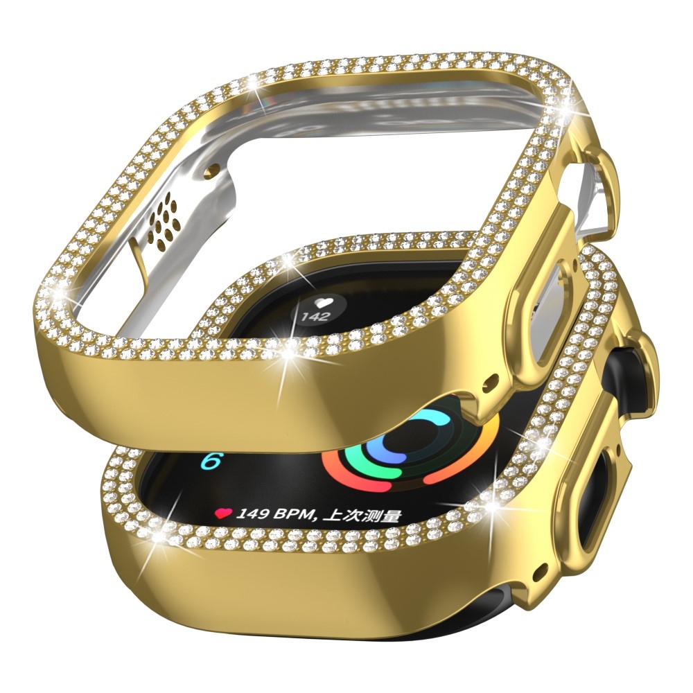 Decory plastové nasazovací pouzdro s kamínky na Apple Watch Ultra 4/3/2/1 49mm - zlaté