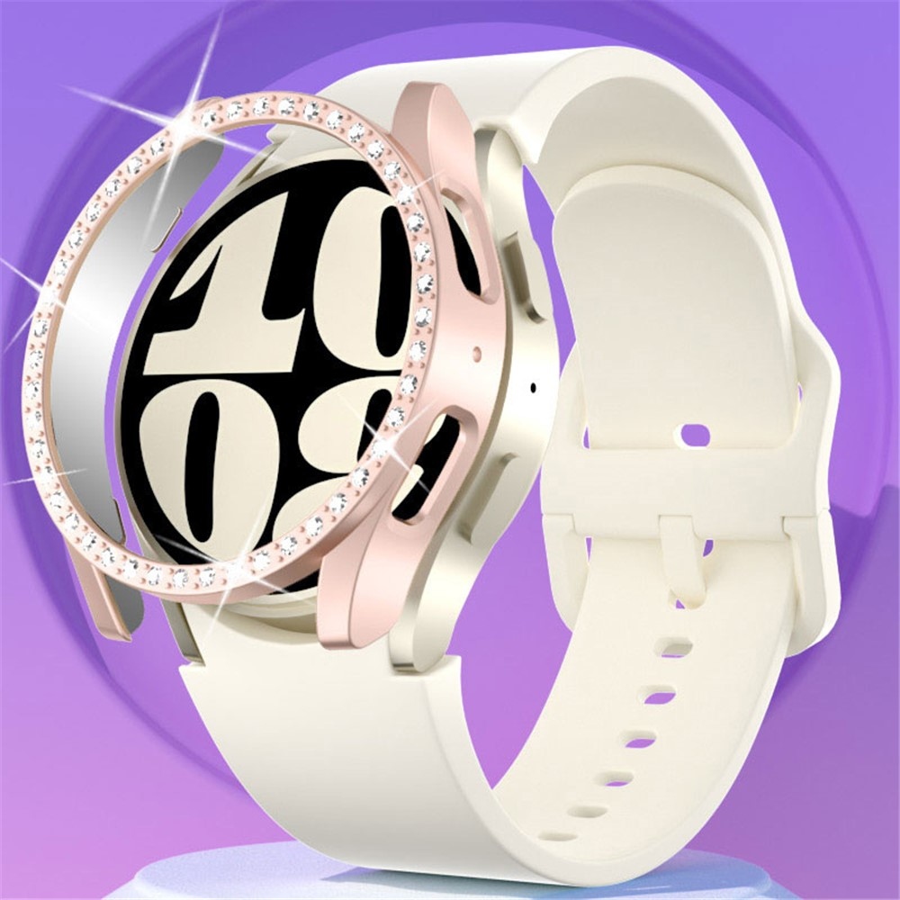 Decory plastové nasazovací pouzdro s kamínky na Samsung Galaxy Watch7 40mm - růžové